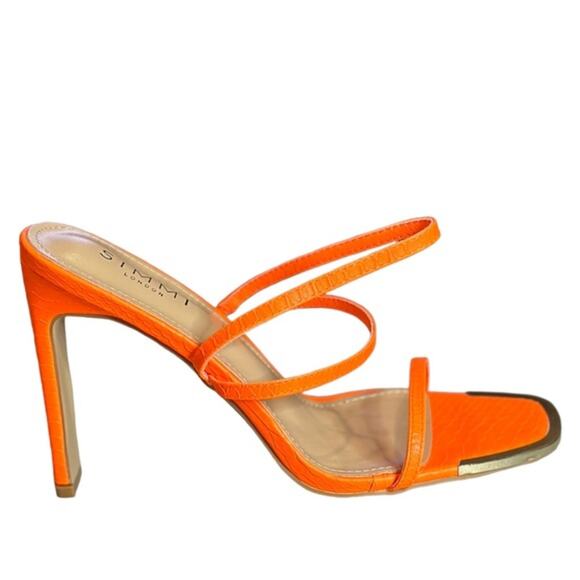 orange tangerine squared toe mule slip on size 7 - Picture 2 of 7